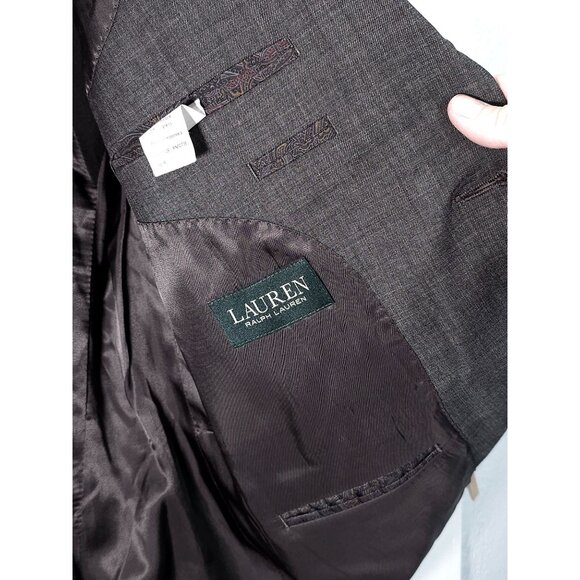 Lauren Ralph Lauren Men's Black/Dk Gray Suit Jacket Size 42 Regular Two-Button - Picture 15 of 16
